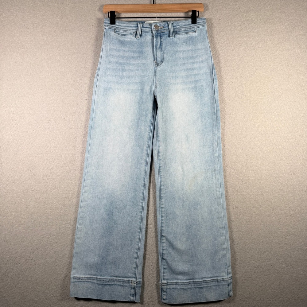 Risen Jeans Womens Light Wash Wide Leg High Rise Stretch Denim RDP5620 Size 5/27